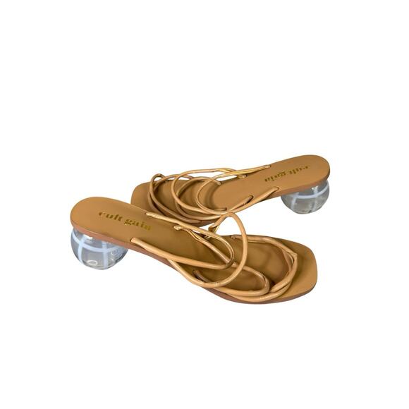 Cult Gaia Cassie Bubble Sandals Tan Leather Strappy Heels Size 5 US / 35 EU - Picture 10 of 13